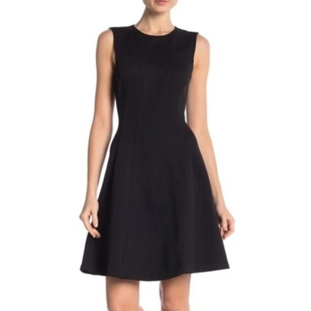 Theory Womens Modern Tea Fit & Flare Dress Navy summer pique  size 2